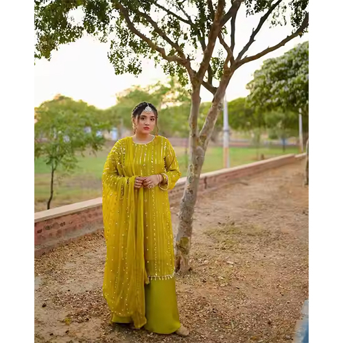 Antique Moss Green Embroidered Anarkali Georgette Dupatta Dresses