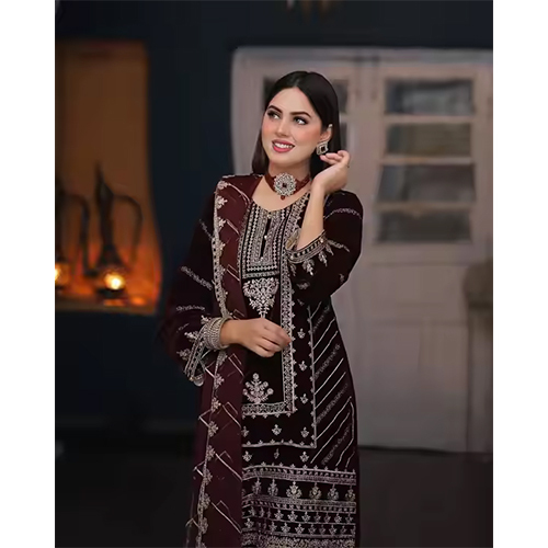 Maroon Designer Party Wear Look Top-Dupatta