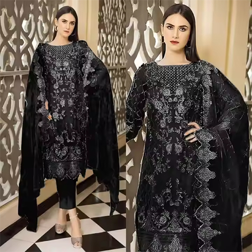 Salwar Kameez Dress Pakistani Dress Embroidery - Color: Black