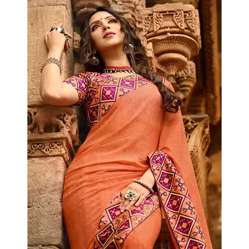 Wedding Party Wear Soft Georgette Work Saree - Pattern: Printed