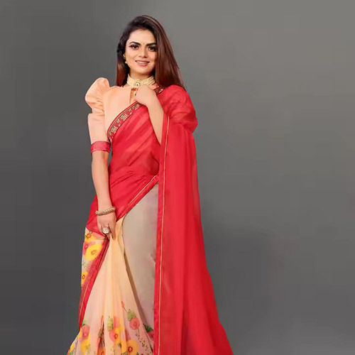 Designer Saree Sari Indian Party Wear - Pattern: Printed