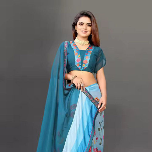 Womens Designer Traditional Bollywood Party Wear Sarees - Color: Blue