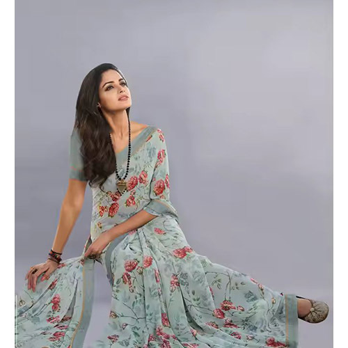 Indian Saree For Women Wedding Function - Color: Gray