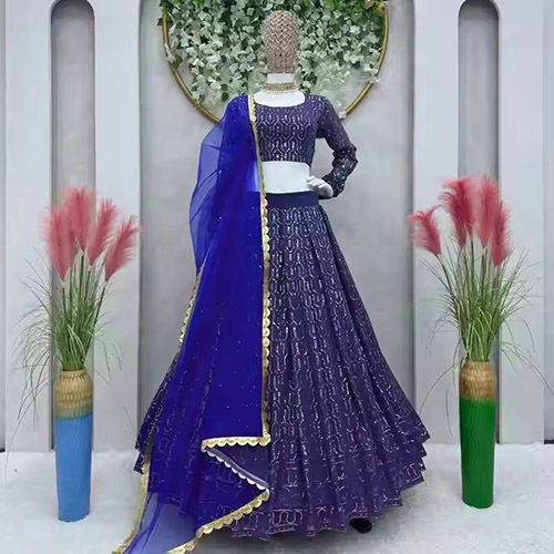 Dark Blue Colour Bridal Lehenga Choli - Ethnic Region: Indian