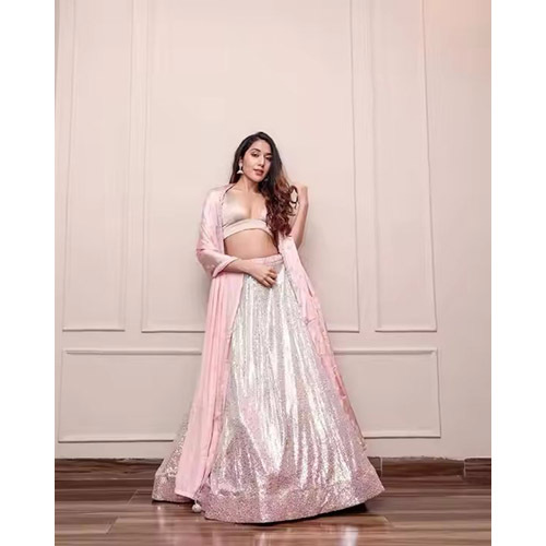 Satin Silk Lehenga Choli Wedding Party - Color: Pink