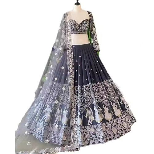 Fully Flared Lace Work Anarkali Gown And Dupatta