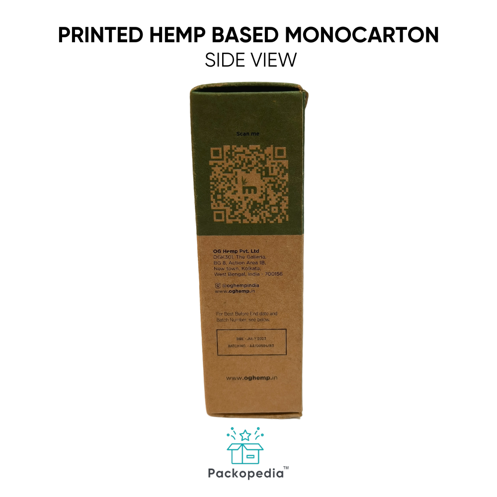 Sustainable, Customizable He mp-Based Printed Monocarton for Cosmetic Packaging