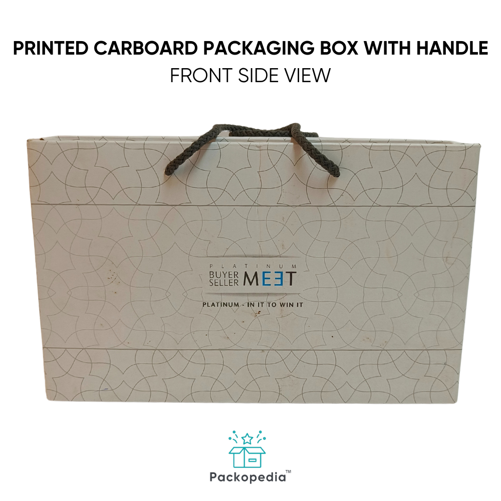 Printed Cardboard Packaging Box With Handle - Paperboard, 9.5x5.5x2.5 Inch, Multicolour, Laminated Coating, Customizable Dimensions & Style, Eco-friendly