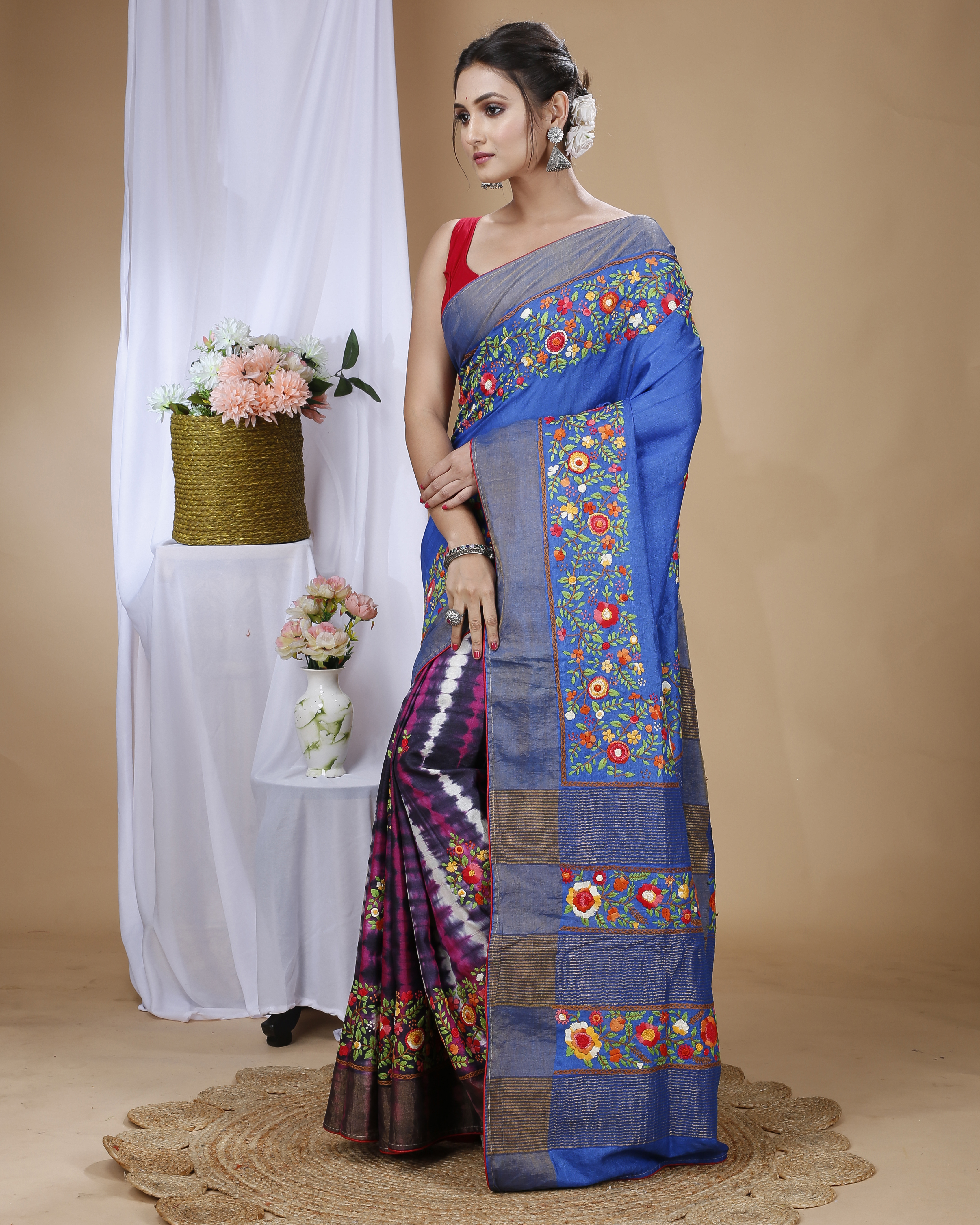 Tussar Shibhori With Parshi Stich