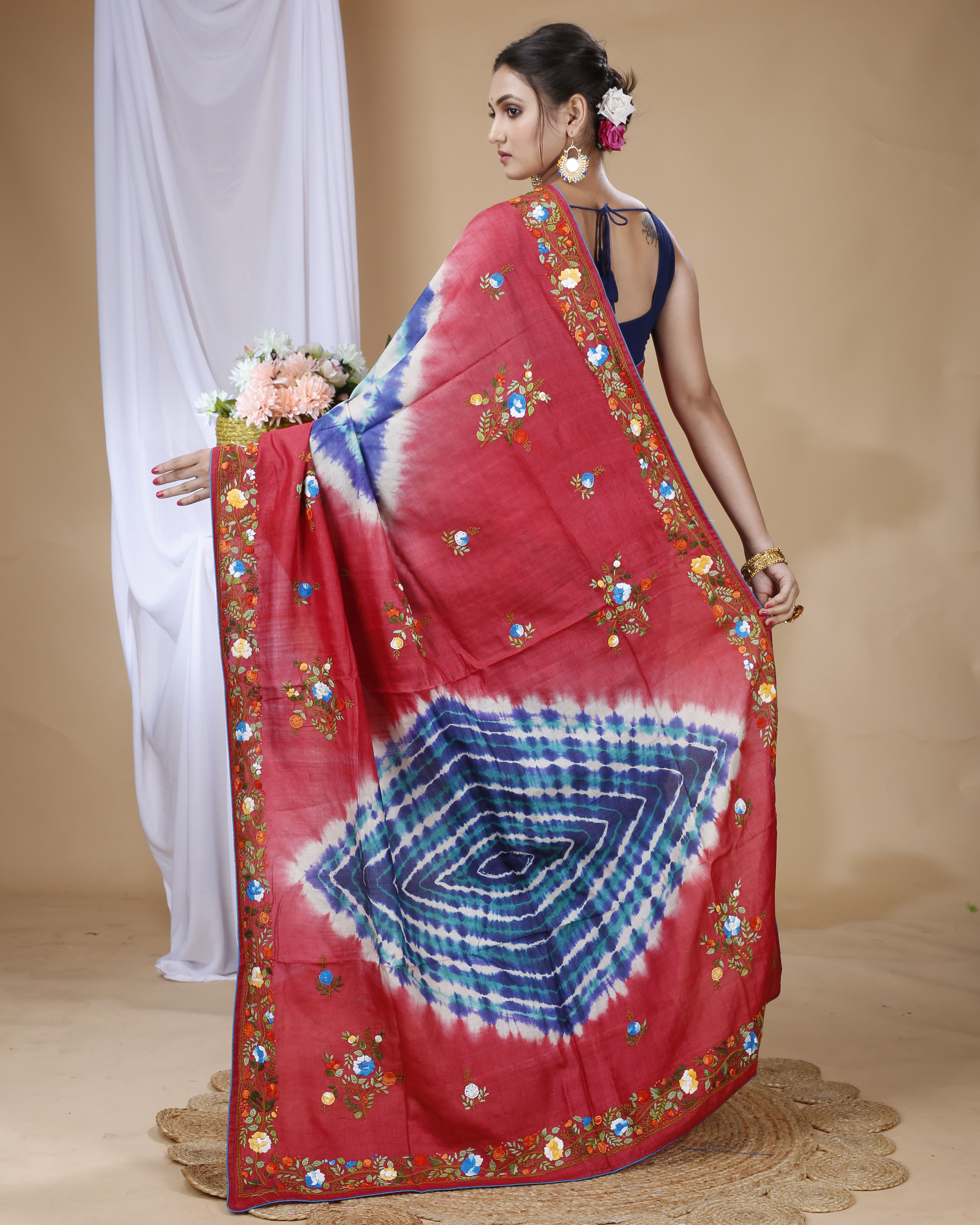 Tussar Shibhori With Parshi Stich - Color: Lime Green