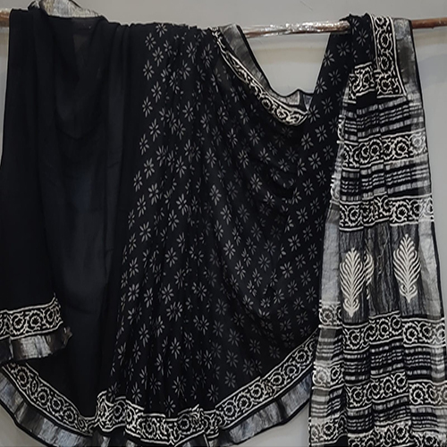 Black Color Kalamkari Saree - Gender: Women
