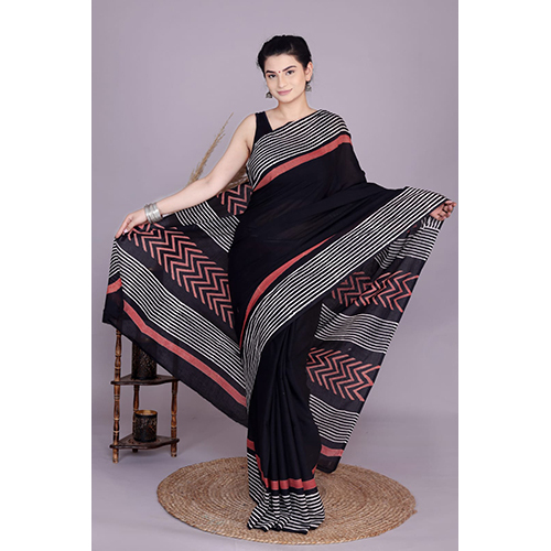 Printed Cotton Saree - Color: Multicolor Available