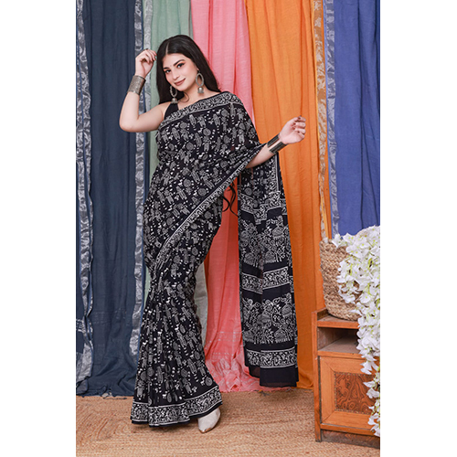 Printed Cotton Saree - Color: Multicolor Available