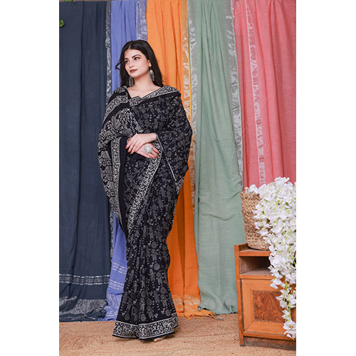 Printed Cotton Saree - Color: Multicolor Available