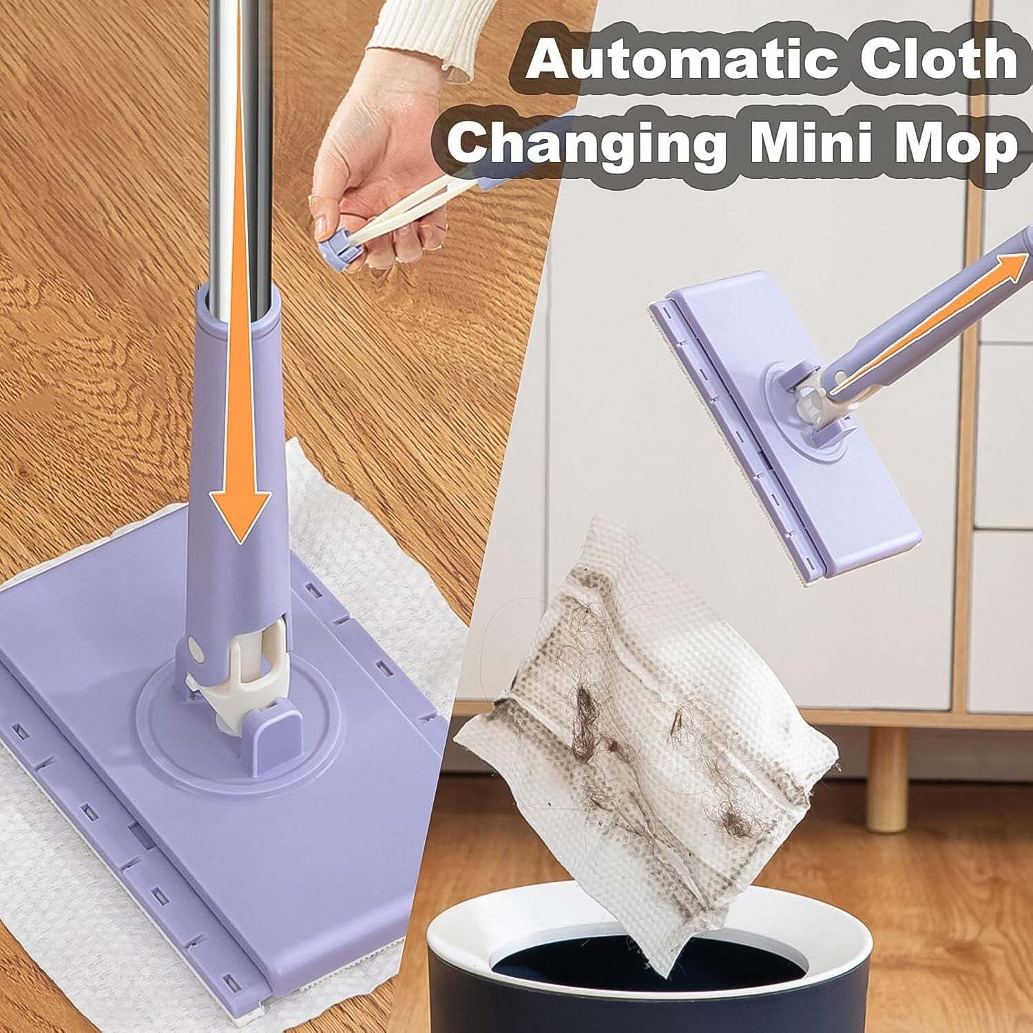 Automatic Cloth Changing Mini Mop With Push Pull Cloth Changing Handles