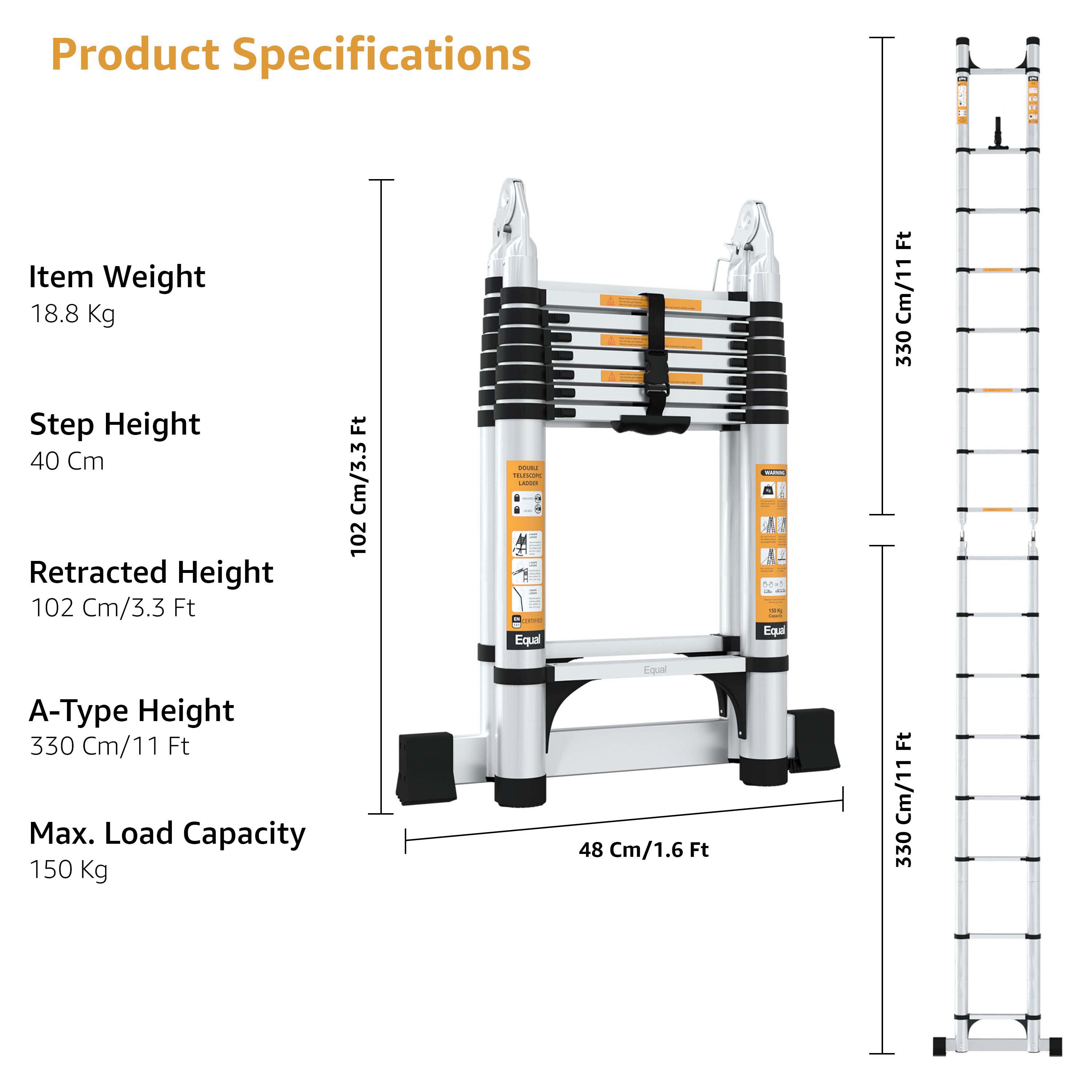 Equal Double Telescopic Ladder