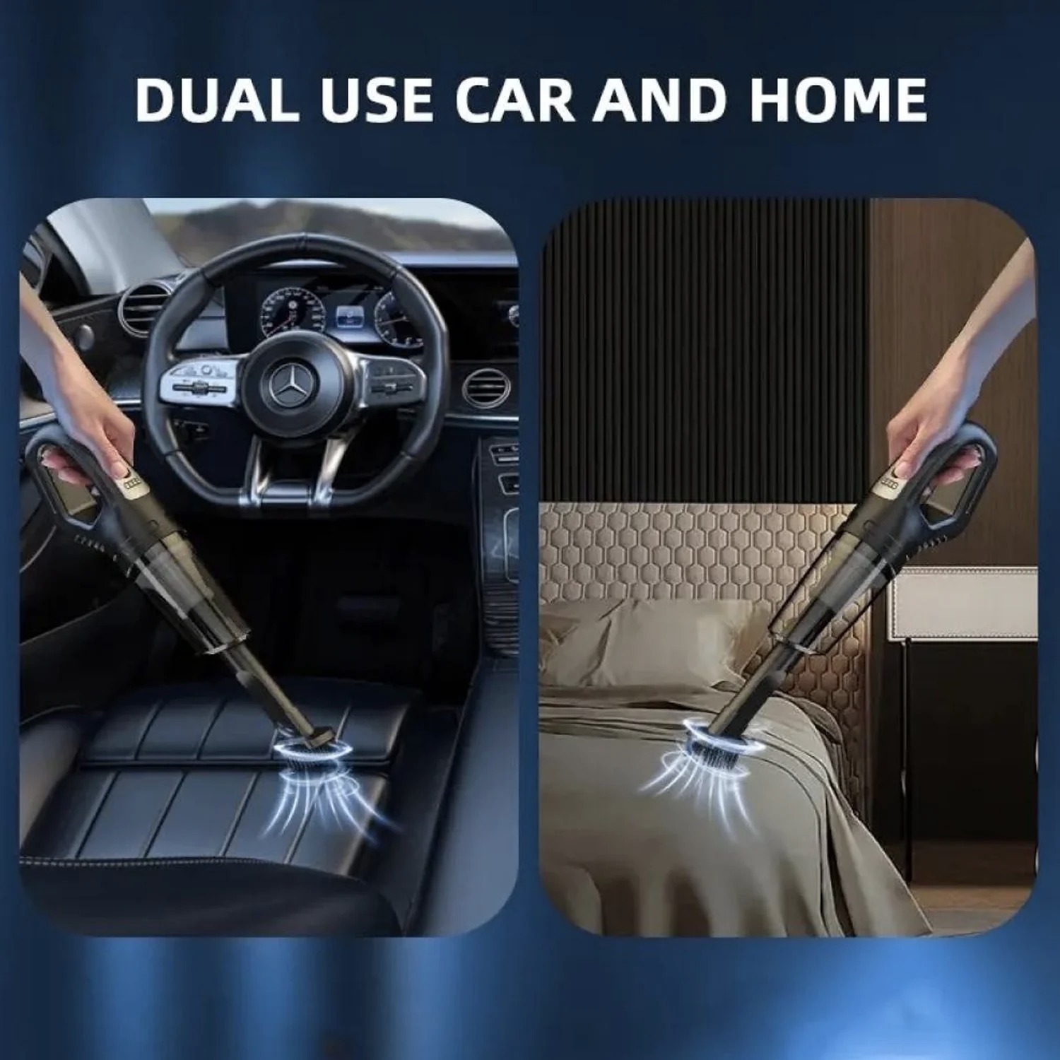 Vacuum Cleaner For Car - Abs Material, 17x16x7 Cm, Multicolor | Cordless, Handheld, 2-in-1 Dust Buster For Car And Home Cleaning, No Dead Corners