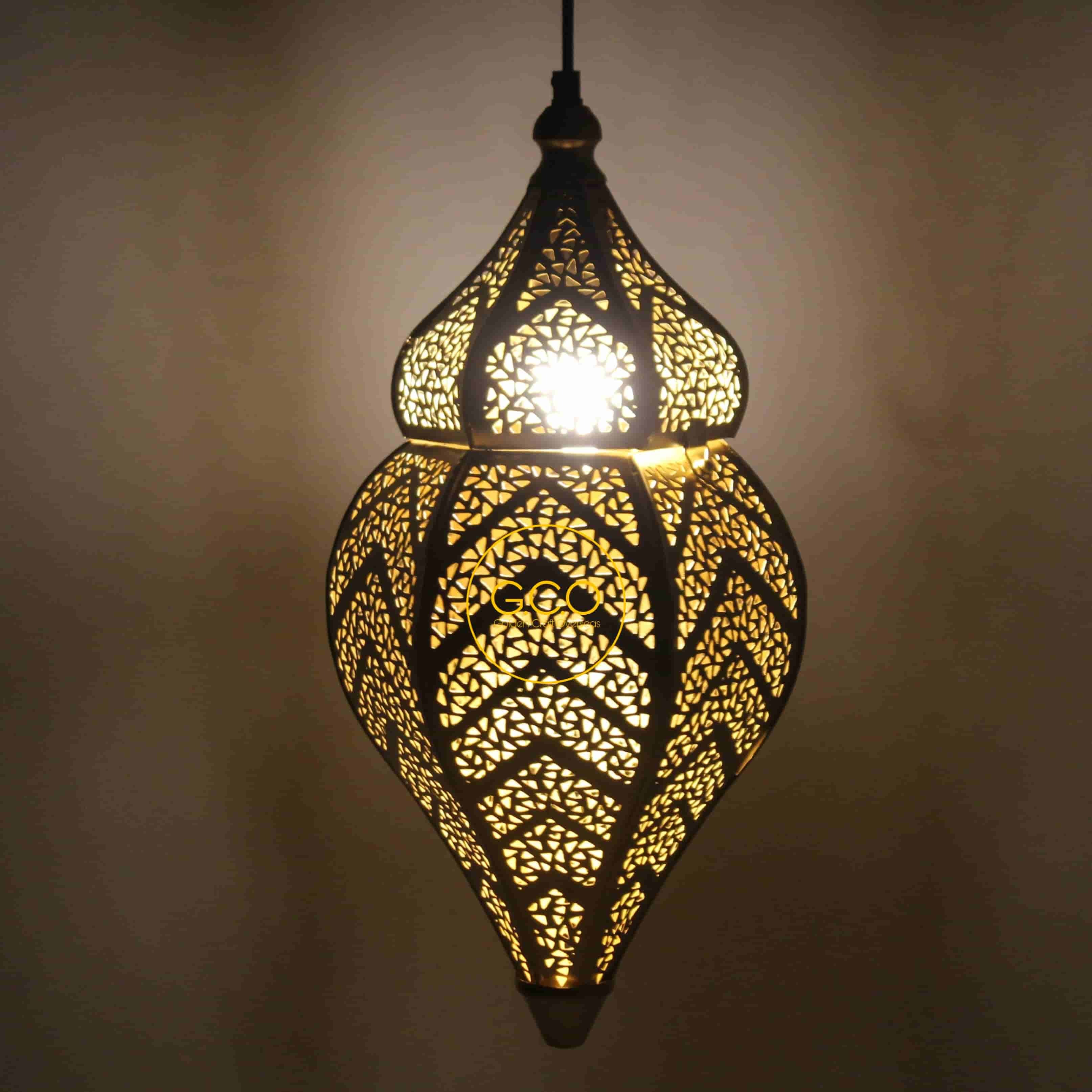 Elevate Hanging Light - Metal 10x19 Inches | Multi-color Moroccan-inspired Modern Style Incandescent Light Source