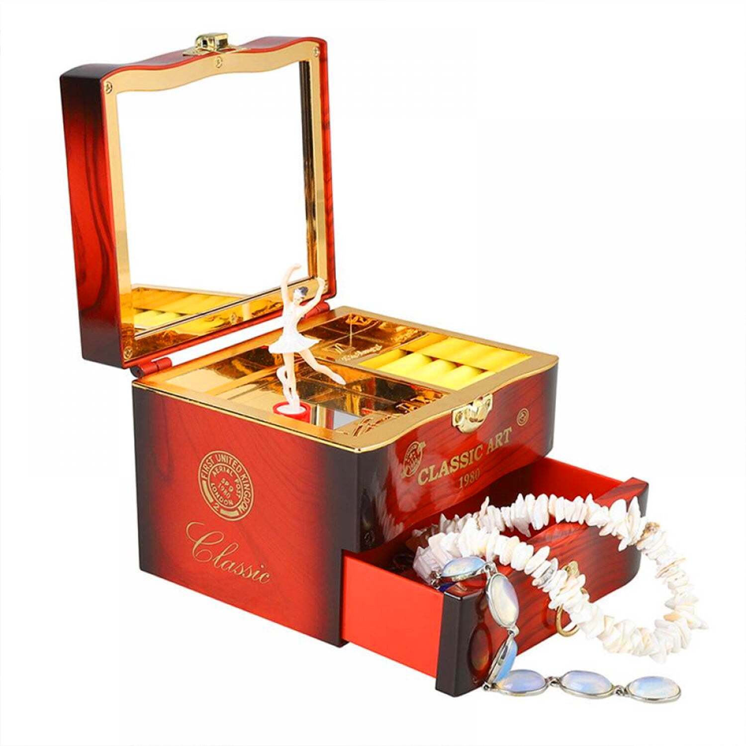 Dancer Ballerina Piano Music Box Hand Crank Music Plastic Box