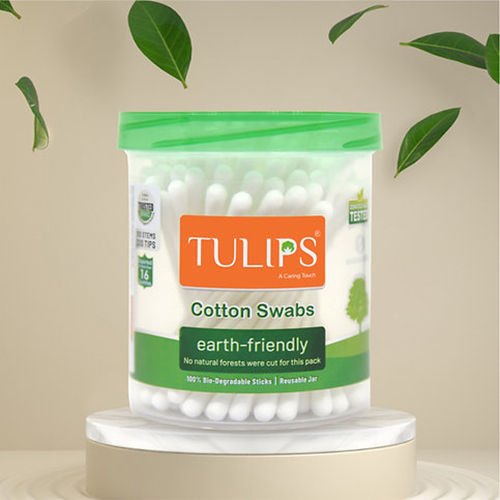 100 Sticks Eco Friendly Cotton Buds Swabs Jar - Bud Color: White