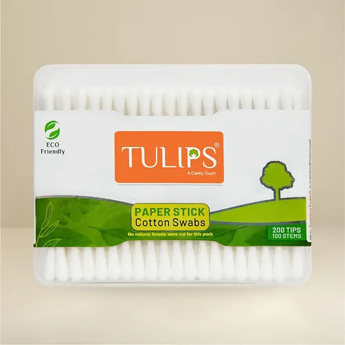 100 Sticks Eco Friendly Cotton Buds Swabs Box - Bud Color: White