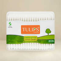 200 Sticks Eco Friendly Cotton Buds Swabs Box - 100% Cotton Buds, Wooden Sticks, White Buds, Cylindrical PP Box | Soft, Biodegradable, Natural Look