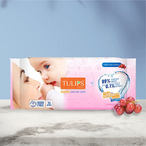 72 Wipes Sensitive Baby Wet Wipes Grapefruit Extract Pack - Age Group: Children