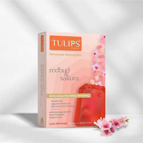 Redbud And Sakura Handmade Bathing Bar Soap - Color: Red