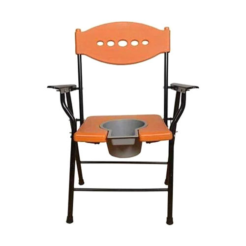 Orange Commode Chair Extra Relax Free Pot For Elderly - Material: Stainless Steel