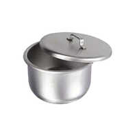 4 Inch Stainless Steel Gallipot With Cover - Round Shape, Plain Design | Reusable For Hospital Use, Silver Color, High-quality Material