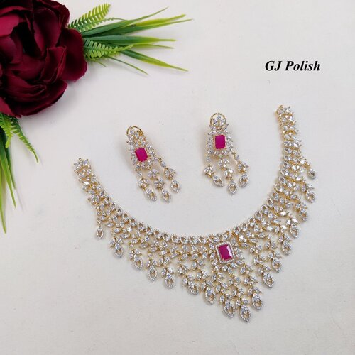 Shiny ColorStone American Diamond Necklace