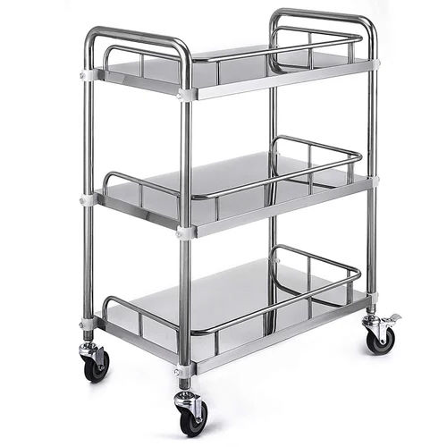 Hospital Stainless Steel Trolley - Color: Silver