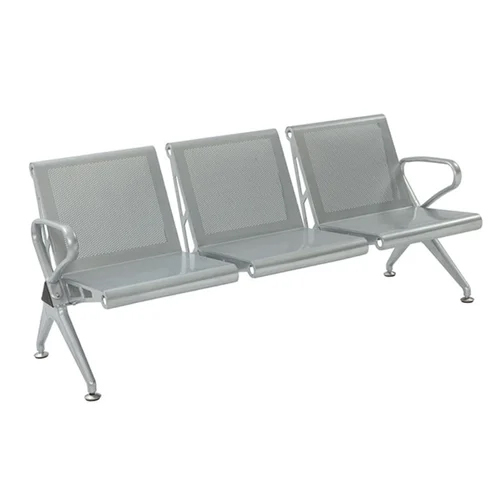 3 Seater Waiting Chair - Stainless Steel, Different Size, Silver Color | Standard Design, Polished Finishing, Industrial Usage