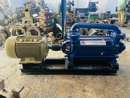 Two Stage Liquid Ring Vacuum Pump - Cast Iron, Standard Size, Blue Color | Electric Power, High Pressure, Multistage Structure