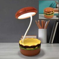 Led Desk Lamp Burger Shape - Abs Material, 9x9x9 Cm, Multicolor | Adorable Hamburger Design, Adjustable Brightness, Portable Usb Charging, Flexible Gooseneck