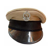 Security Guard Caps - Cotton, Medium Size | Beige Summer Hats With Printed Pattern & Customized Logo For Male Personnel