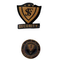 Security Guard Batches - Cotton, Medium Size | Black, Washable, Customizable Logo For Professional Security Uniform