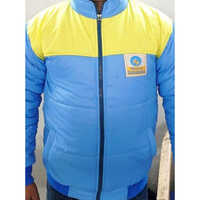 Bharat Petroleum Jacket - Polyester, Unisex, Yellow & Sky Blue | Full Sleeves, Double Pockets, Washable, Stylish Printed Design For Winter Warmth