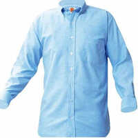 Mens Uniform Shirt - Cotton, S To Xxxl, Sky Blue | V-neck Collar, Full Sleeves, Customized Logo, Washable, Stylish For Year-round Use