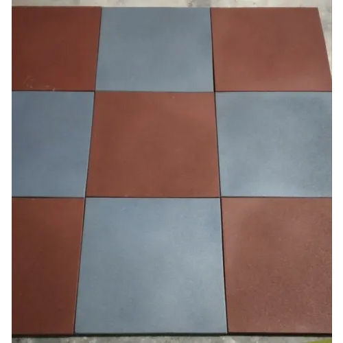 Plain Sports Flooring Rubber Tile - Color: Orange And Gray