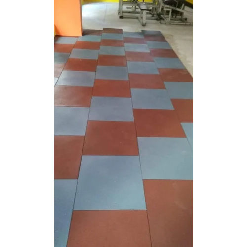 Terracotta Rubber Flooring Tiles - Color: Orange And Gray