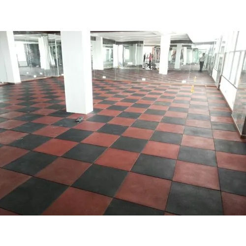 High Density Rubber Floor Tiles - Color: Red And Black