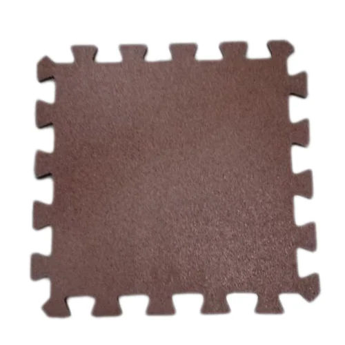 Gym Rubber Interlocking Tile - Color: Brown