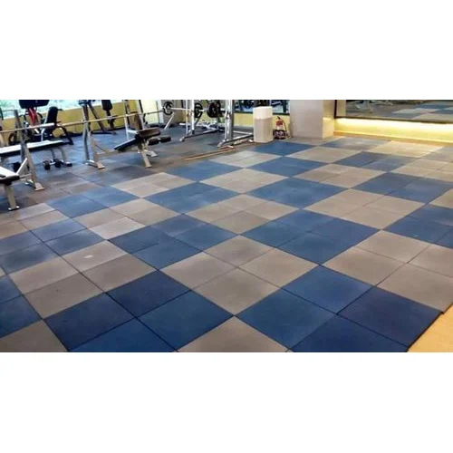 Exercise Room Rubber Floor Tiles - Rubber Material, 20x20 Inches, Blue & Gray Colors, 10-20 mm Thickness | Durable, Shock Absorbing, Easy to Maintain