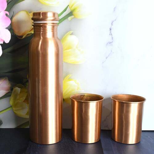 Copper Water Bottle 2 Glasses with Gift Box s