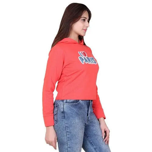 Ladies Crop Top Hoodie Sweatshirt