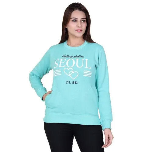 Ladies Round Neck Sweatshirt - Color: Sky Blue