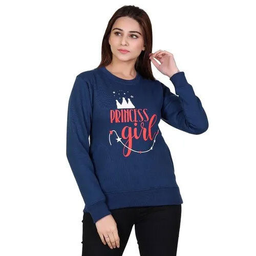 Ladies Round Neck Sweatshirt - Color: Blue