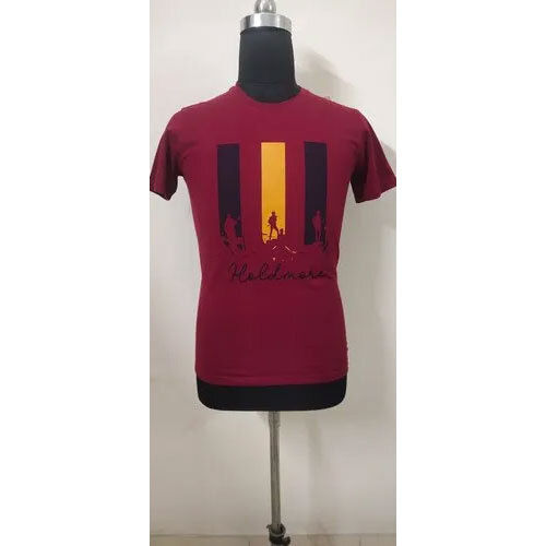 Men S Hold Round Neck T- Shirt