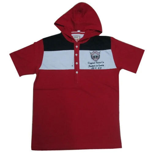 Mens Hooded T Shirts - Color: Red